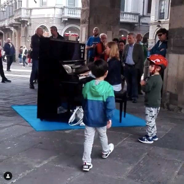 Public piano in Monza, Lombardy, Italy