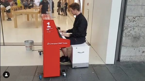 Public piano in Liverpool, England, United Kingdom