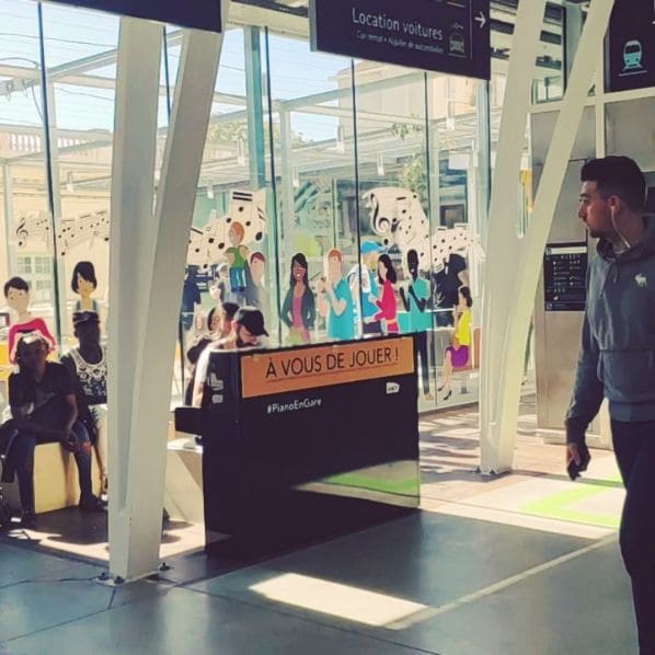 Public piano in Montpellier, Occitania, France