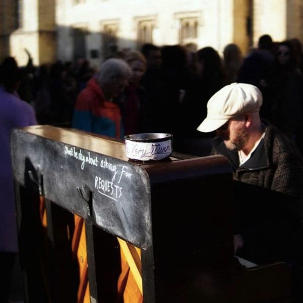 Public piano in York, England, United Kingdom
