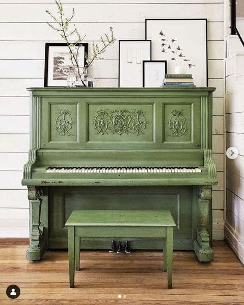 Photo of Toledo, Ohio at Chevys Place, Monroe Street, Downtown, Toledo, Lucas County, Ohio, 43606, United States. This is @joannagaines gorgeous piano! I love the green against…