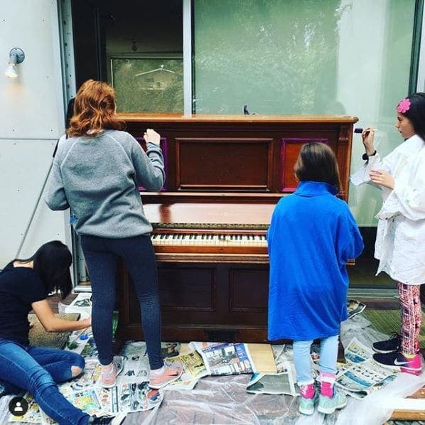 Photo of Echo Park, Los Angeles at Logan Elementary School, Lemoyne Street, Echo Park, Los Angeles, California, 90026, United States. street piano painting in progress! 6 days…