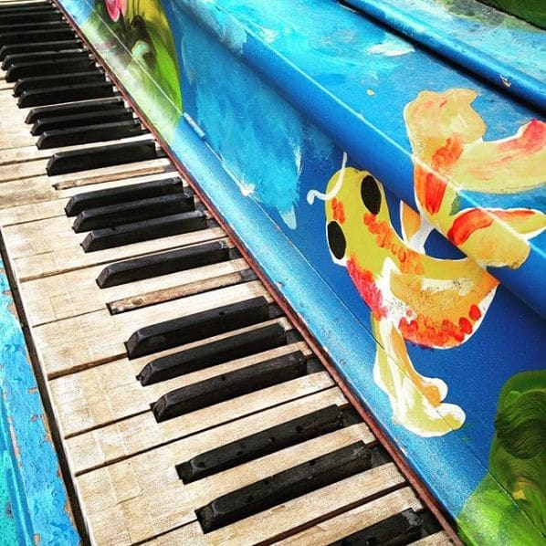 Public piano in Calgary, Alberta, Canada