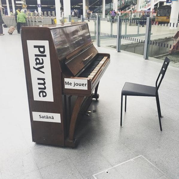 Public piano in Manchester, England, United Kingdom