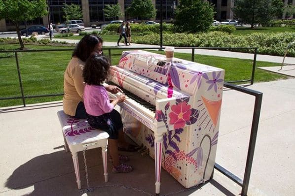 Public piano in Des Moines, Iowa, United States