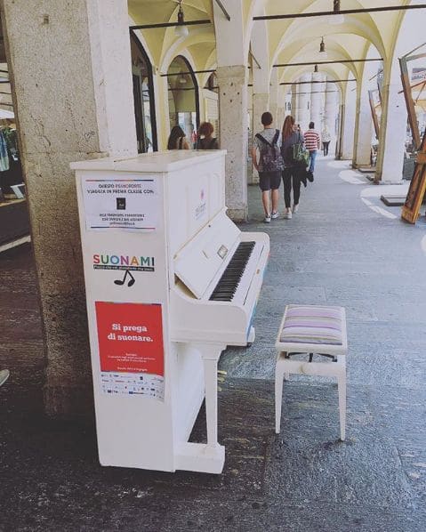 Public piano in Brescia, Lombardy, Italy