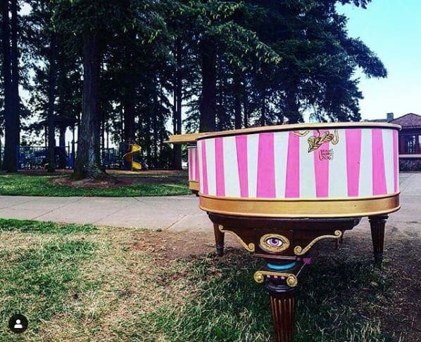 Photo of Peninsula Park at Maintenance Building, North Kerby Avenue, Piedmont, Portland, Multnomah County, Oregon, 97217, United States. Color- stripes - piano- park- we love…