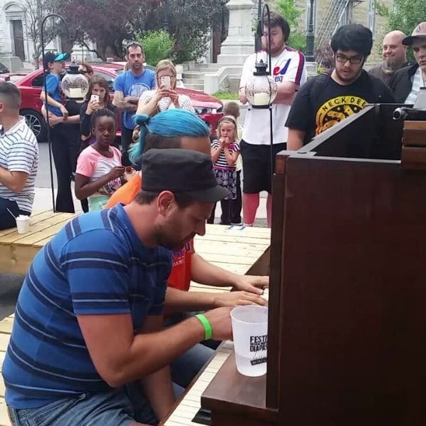 Public piano in Laval, Quebec, Canada