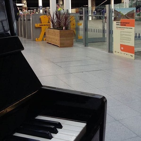 Public piano in Manchester, England, United Kingdom