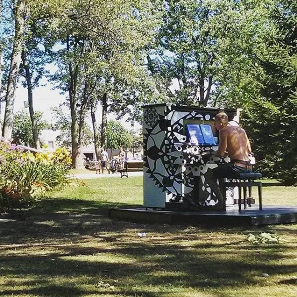 Public piano in Les Moulins, Quebec, Canada