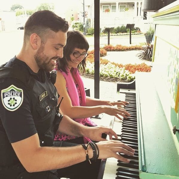 Public piano in Thérèse-De Blainville, Quebec, Canada