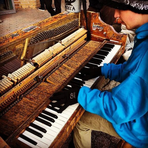 Public piano in Nevada County, California, United States