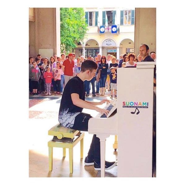 Public piano in Varese, Lombardy, Italy