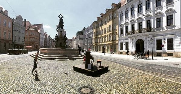 Public piano in Augsburg, Bavaria, Germany