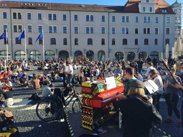 Public piano in Augsburg, Bavaria, Germany