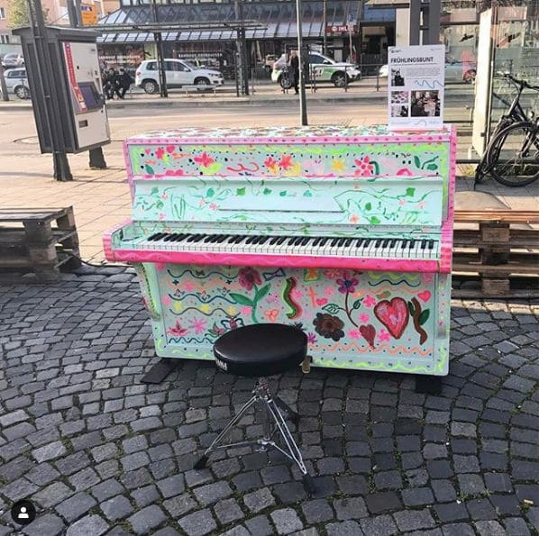 Public piano in Augsburg, Bavaria, Germany