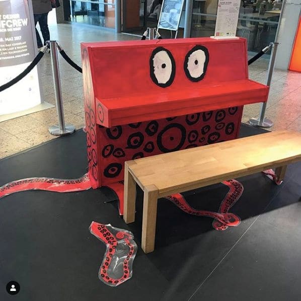 Public piano in Augsburg, Bavaria, Germany