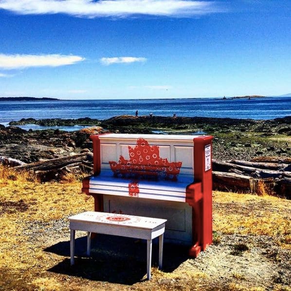 Photo of Cattle Point at Cattle Point, Scenic Drive, Oak Bay, Capital Regional District, British Columbia, V8R 6S4, Canada. Cattle Point Lookout outdoor piano. Oak Bay, BC.