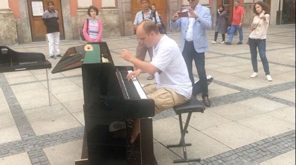 Public piano in Munich, Bavaria, Germany