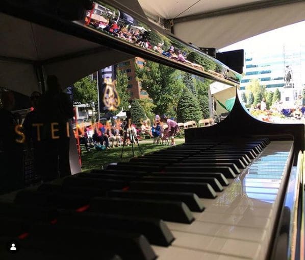 Public piano in Calgary, Alberta, Canada