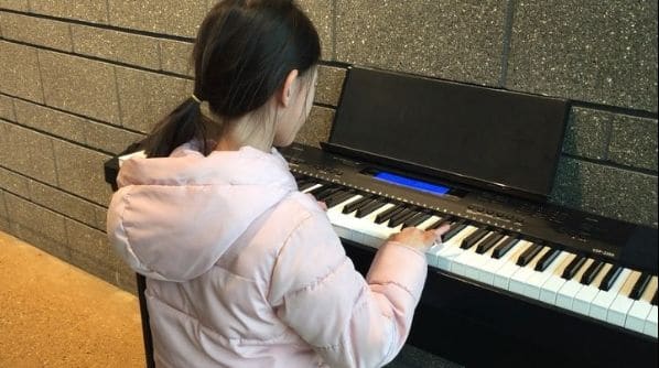 Public piano in Calgary, Alberta, Canada