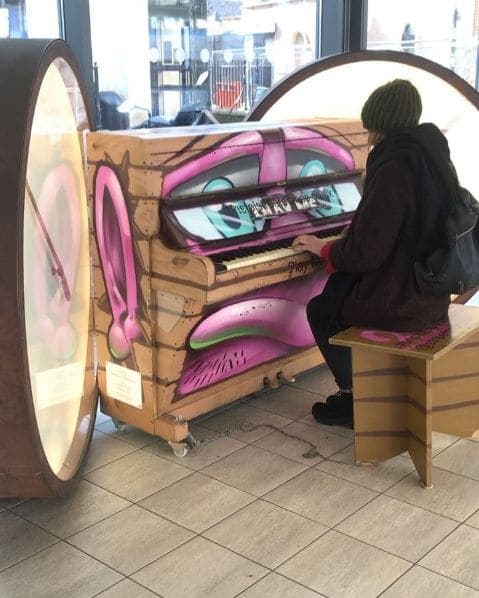 Photo of Bus & Coach Station Piano at Bristol Bus & Coach Station, Earl Street, Stokes Croft, Kingsdown, Bristol, City of Bristol, South West England, England, BS1, United Kingdom