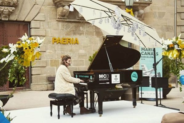 Public piano in Lleida, Catalonia, Spain