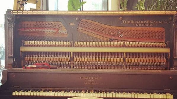 Public piano in Portland, Maine, United States