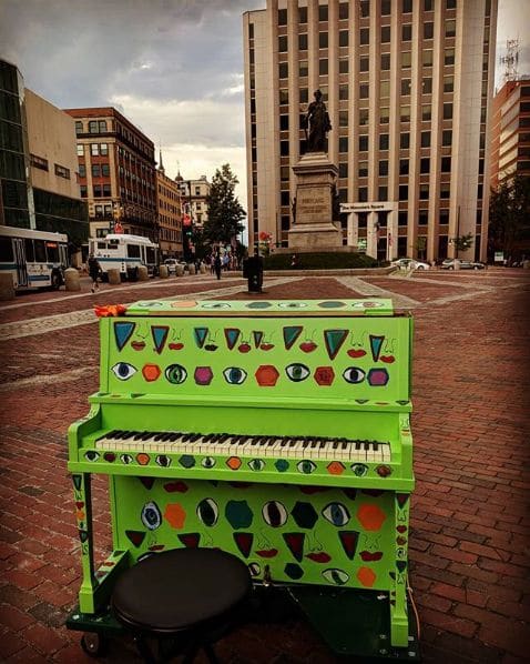 Public piano in Portland, Maine, United States