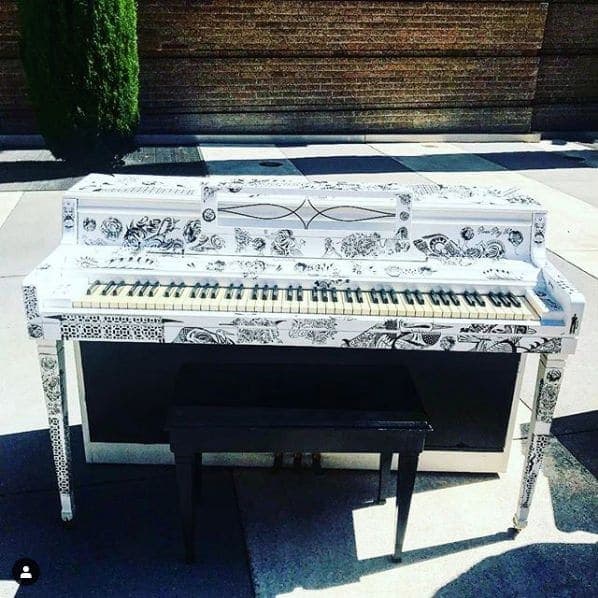 Photo of Portland, Oregon at Animals in Pools, Southwest Yamhill Street, Downtown, Portland, Multnomah County, Oregon, 97204, United States. This lovely little spinet is headed…
