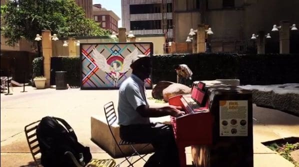 Photo of Pegasus Plaza at Dero, Main Street, West End Historic District, Downtown PID, Dallas, Dallas County, Texas, 75226, United States. Play on, Dallas!