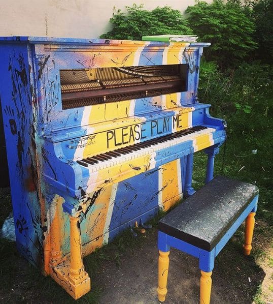 Public piano in Bangor, Maine, United States