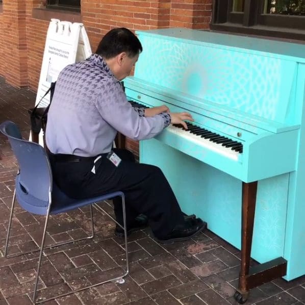 Public piano in Springfield, Massachusetts, United States