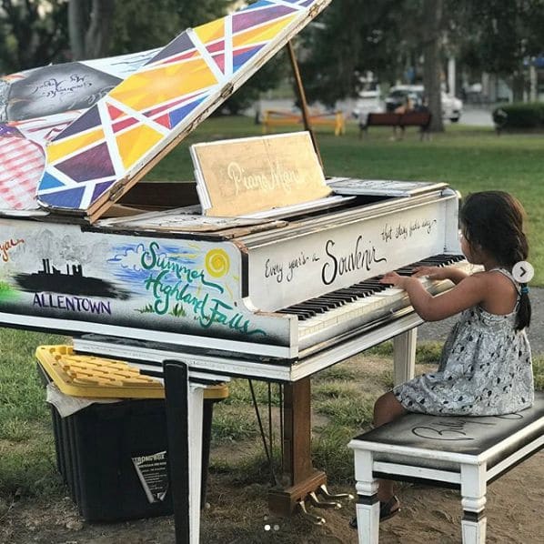 Public piano in Newton, Massachusetts, United States