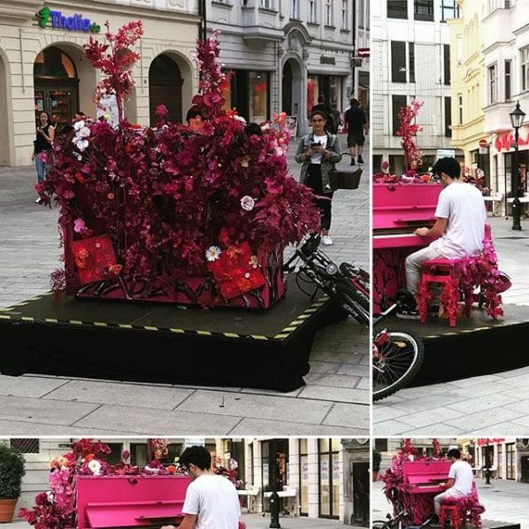Public piano in Augsburg, Bavaria, Germany