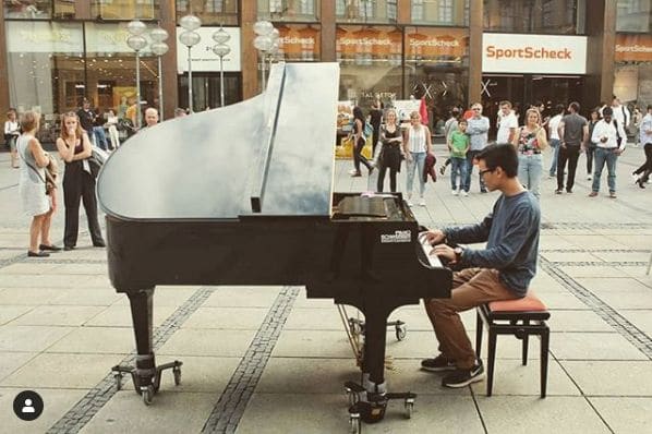 Public piano in Munich, Bavaria, Germany