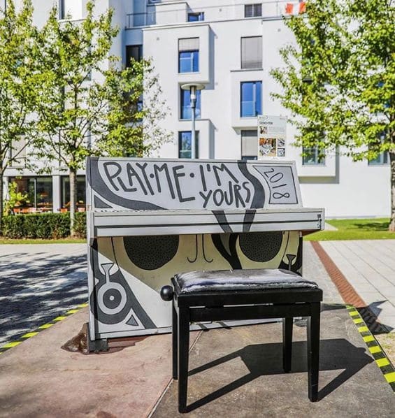 Public piano in Augsburg, Bavaria, Germany