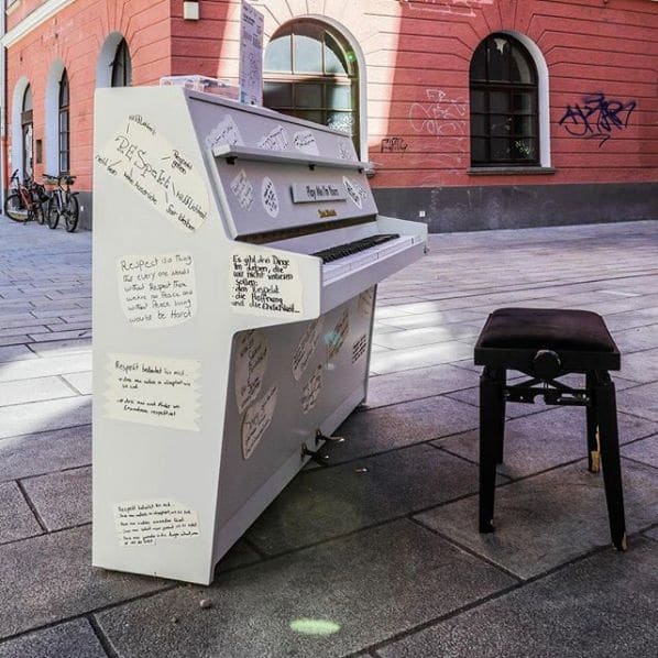 Public piano in Augsburg, Bavaria, Germany