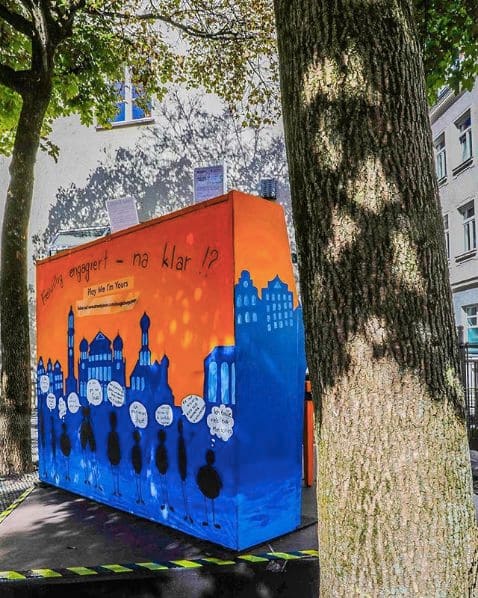 Public piano in Augsburg, Bavaria, Germany
