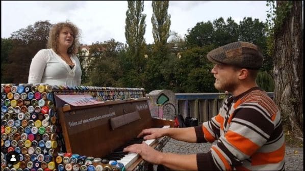 Public piano in Munich, Bavaria, Germany