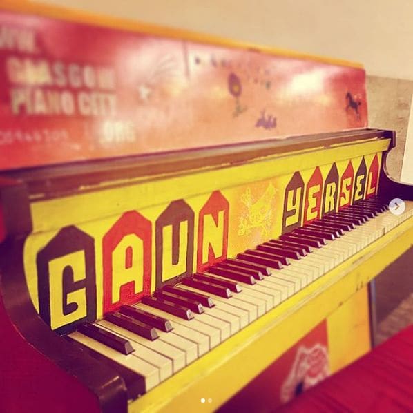 Public piano in Glasgow, Scotland, United Kingdom