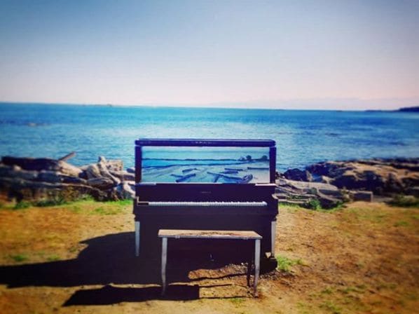 Public piano in Area D (Oyster Bay/Buttle Lake), British Columbia, Canada