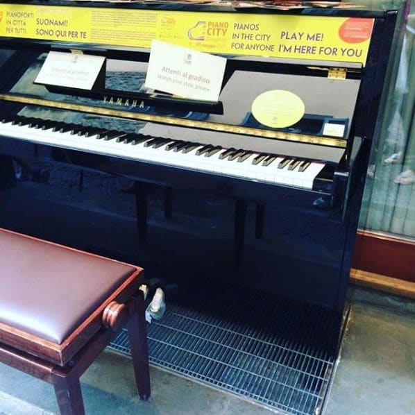 Public piano in Bergamo, Lombardy, Italy