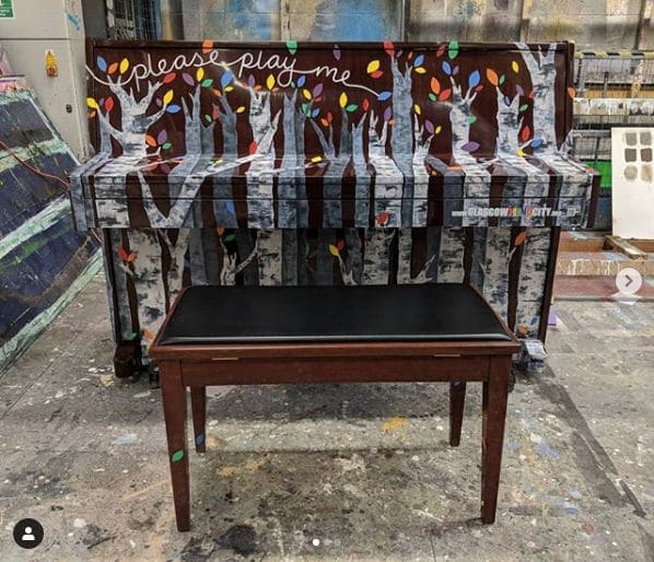 Public piano in Glasgow, Scotland, United Kingdom