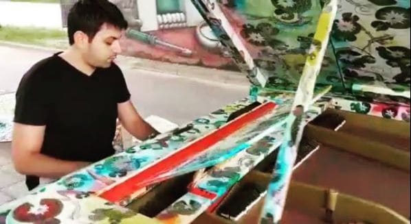 Public piano in Munich, Bavaria, Germany