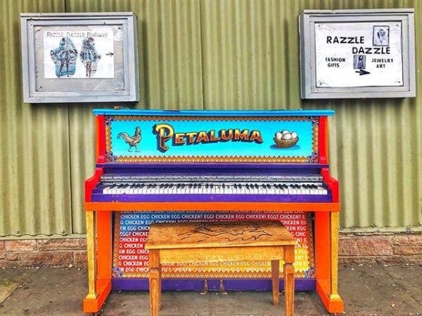 Photo of Petaluma, California at East Petaluma, Petaluma, Sonoma County, California, 94952, United States. Sidewalk Petaluma piano.