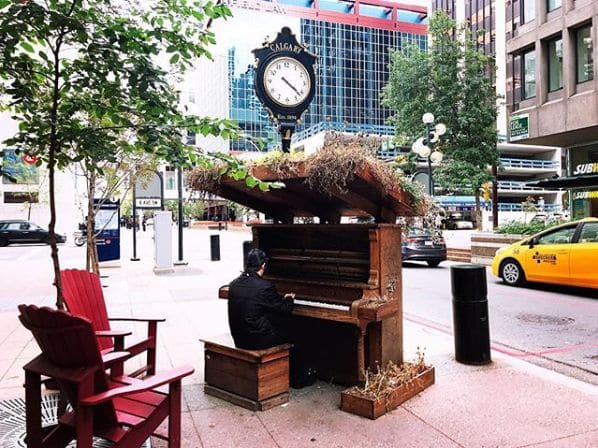 Public piano in Calgary, Alberta, Canada