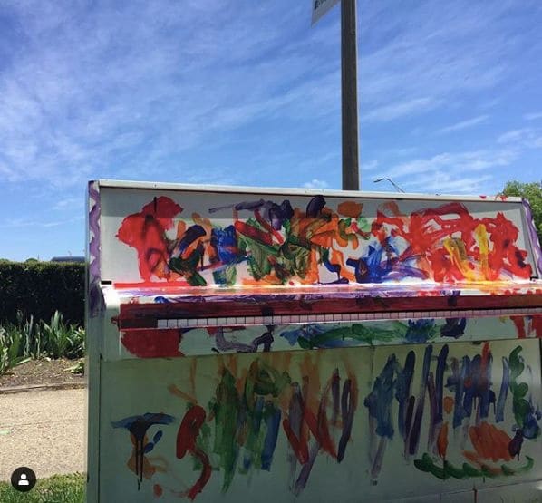 Public piano in Newton, Massachusetts, United States
