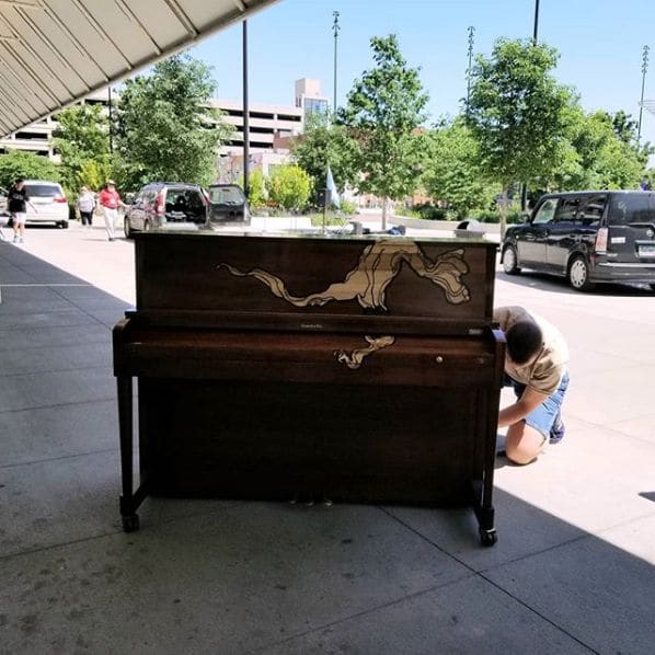 Public piano in Des Moines, Iowa, United States