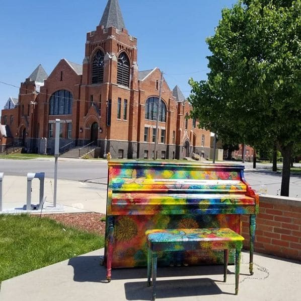 Public piano in Des Moines, Iowa, United States